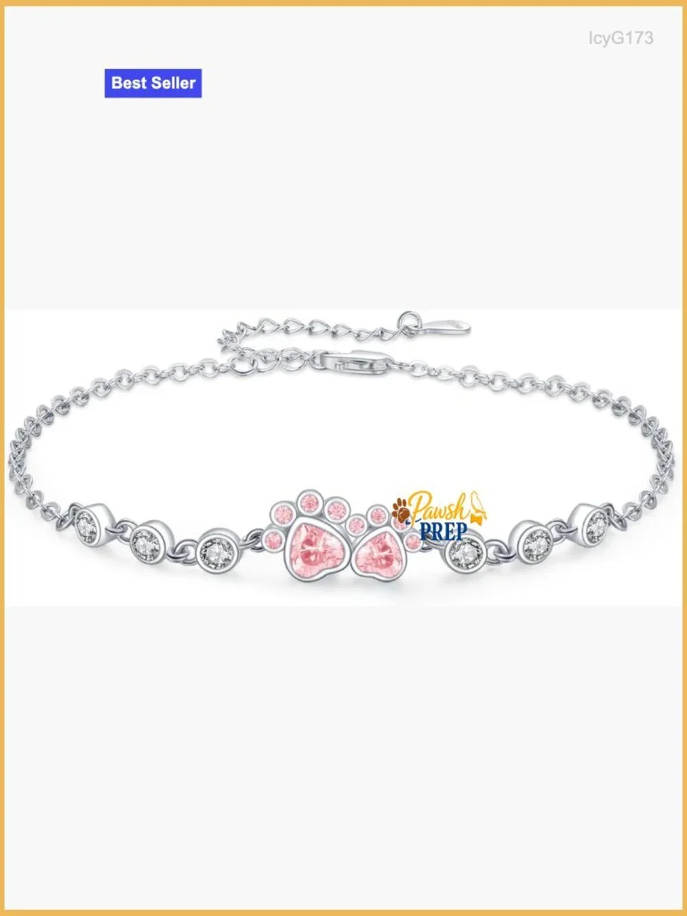 925 Sterling Silver Adjustable Animal Bracelet with Paw Print Design